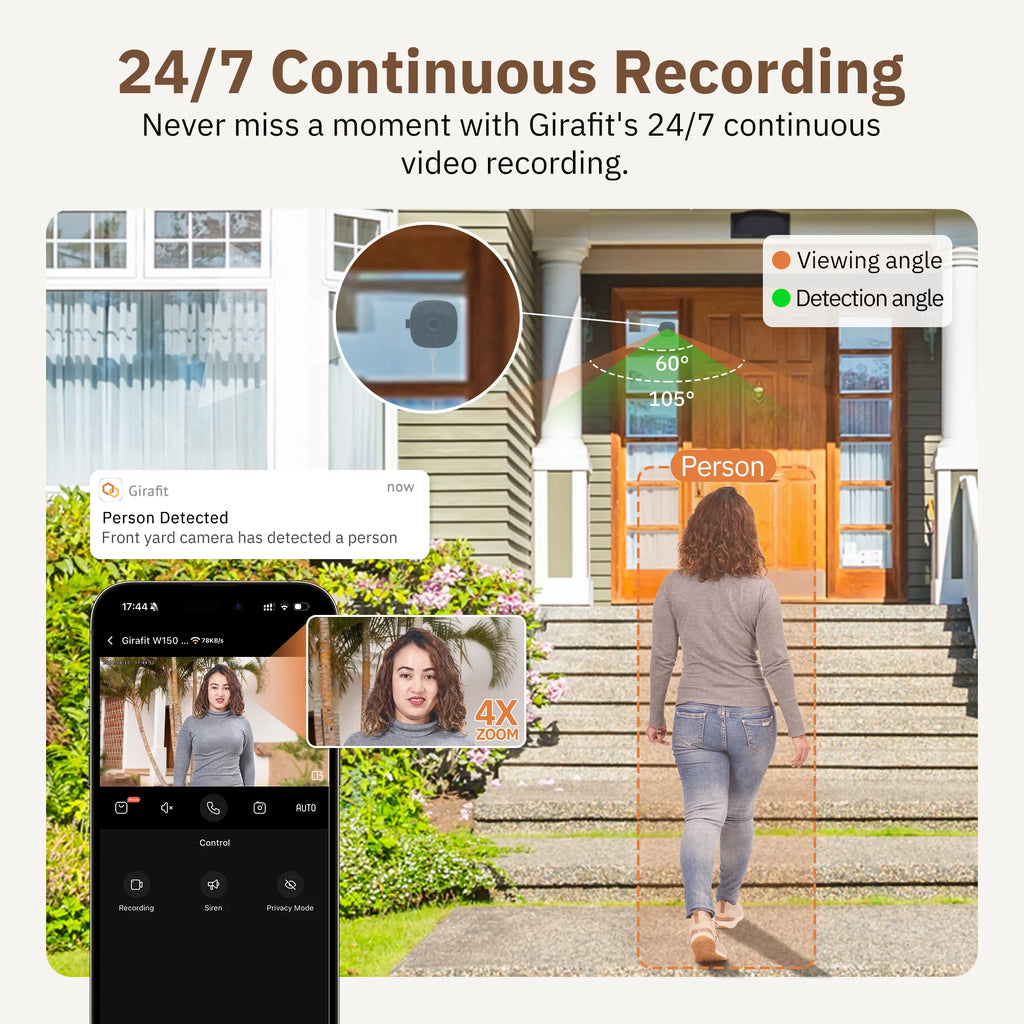 ChromaxAI 2K Window Security Camera | Smart Color Night Vision + Person Detection | Dual-Band WiFi Connectivity | 24/7 All-Day Protection