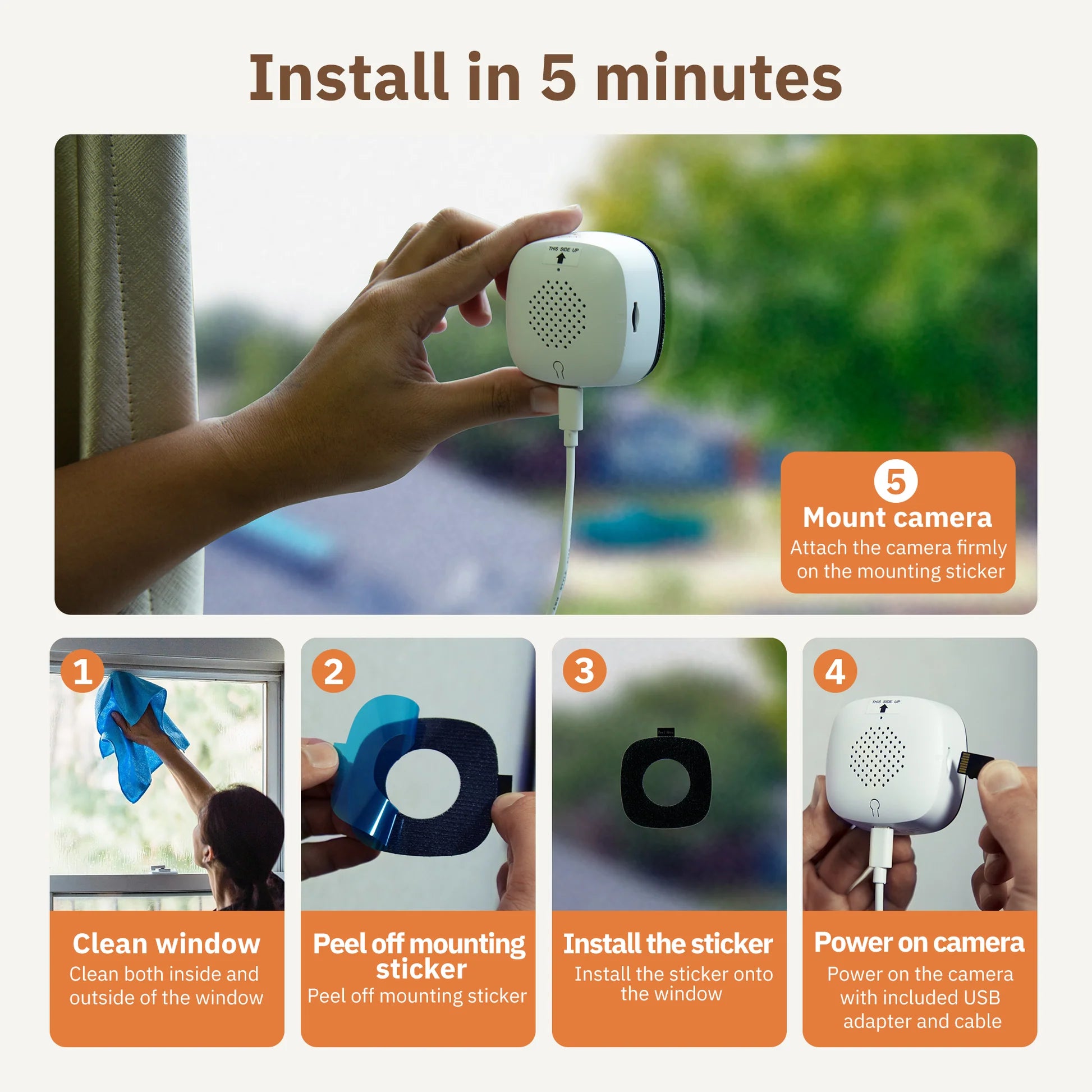 ChromaxAI 2K Window Security Camera | Smart Color Night Vision + Person Detection | Dual-Band WiFi Connectivity | 24/7 All-Day Protection