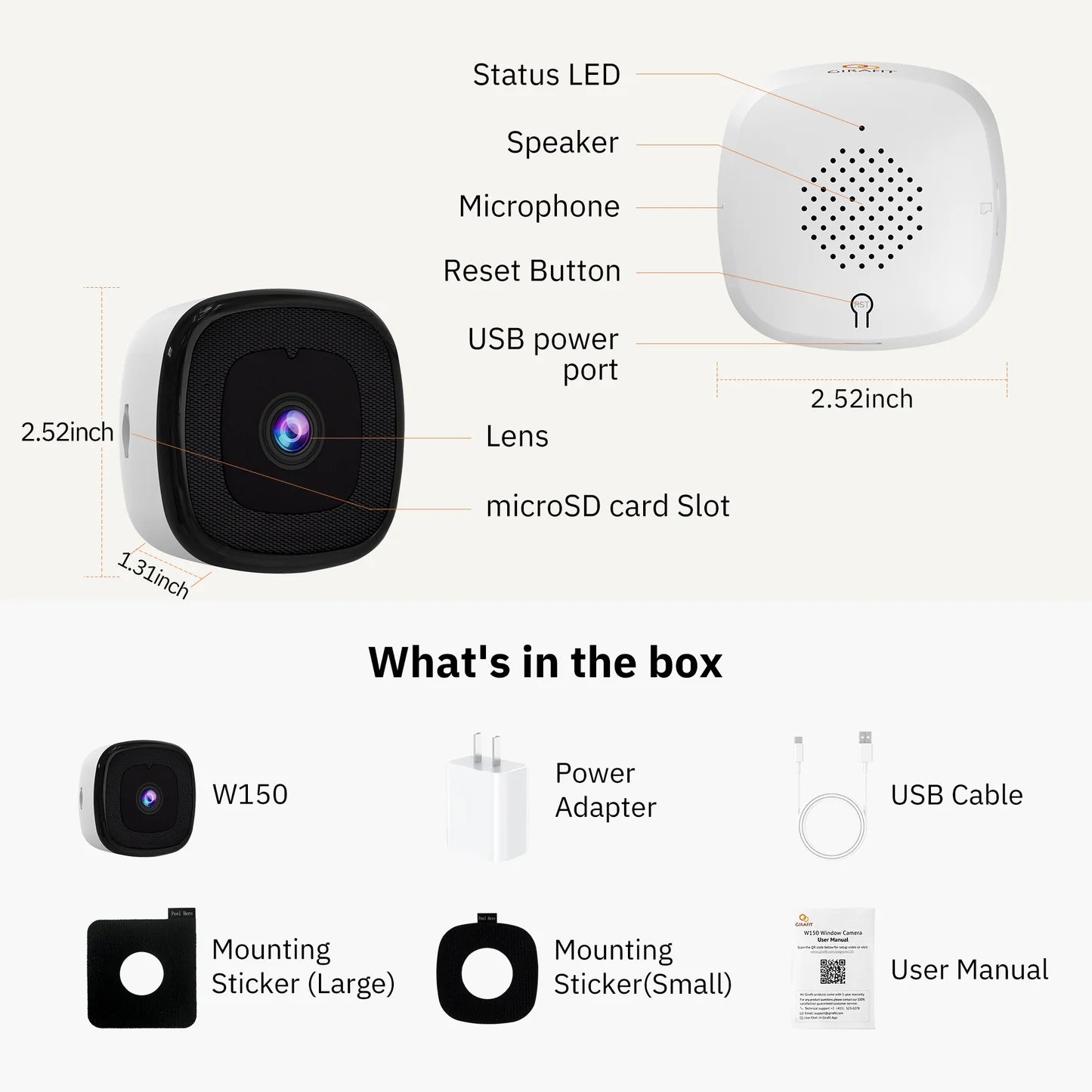 ChromaxAI 2K Window Security Camera | Smart Color Night Vision + Person Detection | Dual-Band WiFi Connectivity | 24/7 All-Day Protection