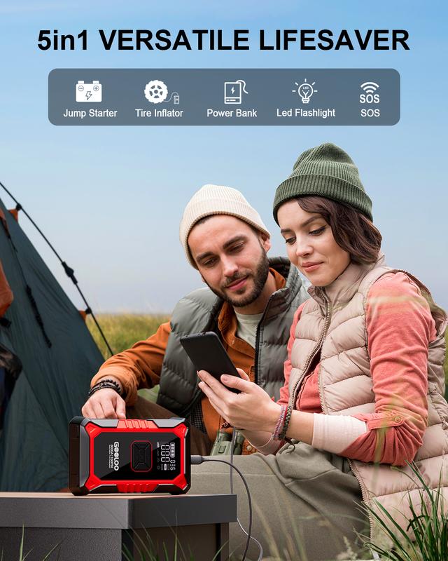 Car Emergency Starter & Air Compressor | 2-in-1 Lifesaver for Your Car | Instant Jump Start + Rapid Tire Inflation